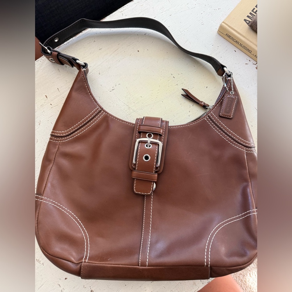 Coach Brown Leather Hobo Bag with Slouchy Silhouette